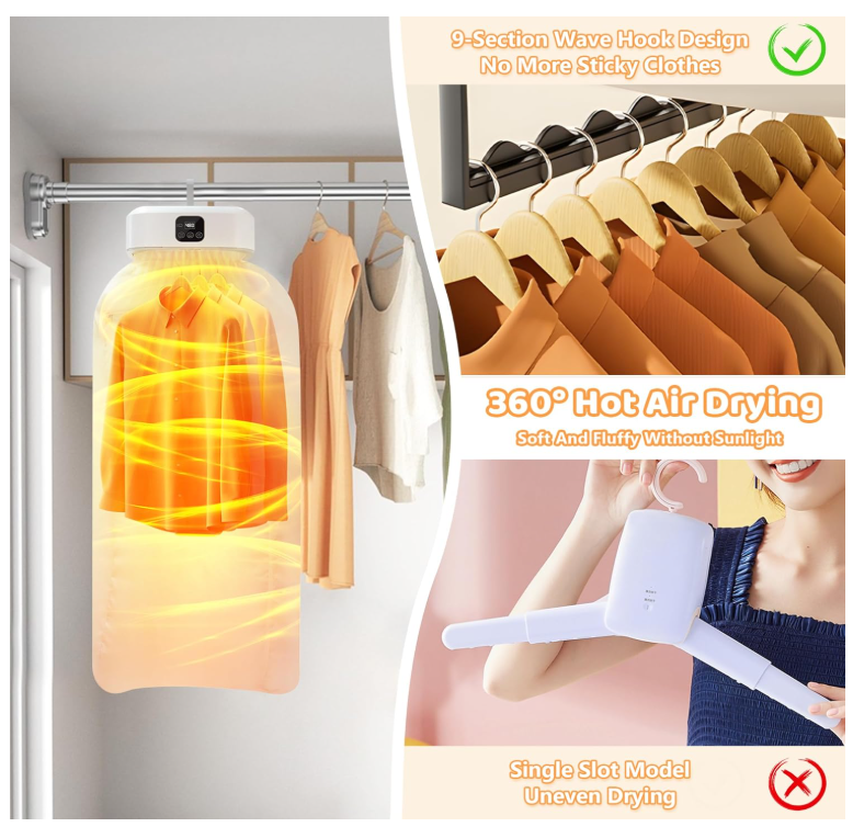 🌬️⚡ Secadora de Ropa Portátil Eléctrica
